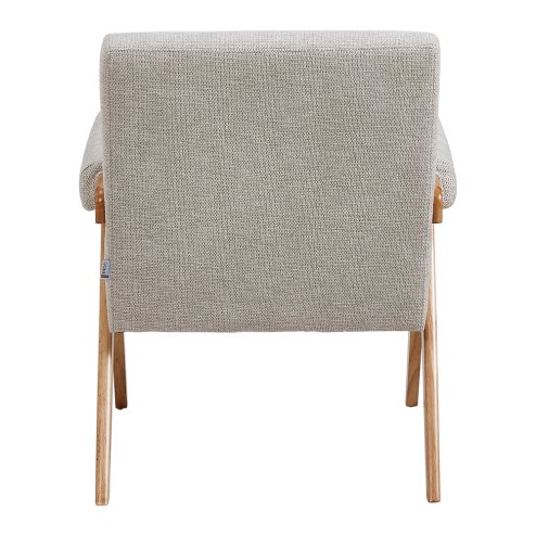 Linen Upholsteried Armchair with Wooden Legs
