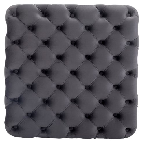 70cm W Square Velvet Upholstered Buttoned Footstool, Grey