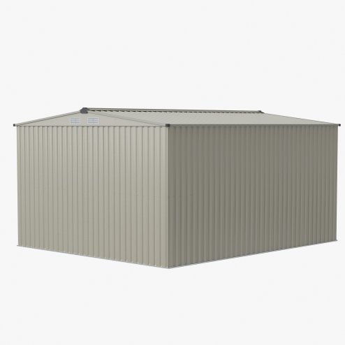 Living and Home 10.6 x12.73FT Grey Aluminium Color Apex Roof Metal Garden Shed, Lockable Sliding Doors, Vents & Foundation