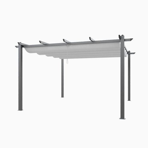 Living and Home 13x13ft Aluminium Pergola with Retractable Roof
