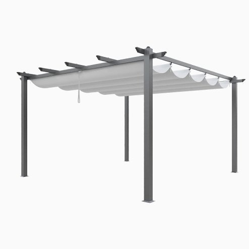Living and Home 13x13ft Aluminium Pergola with Retractable Roof