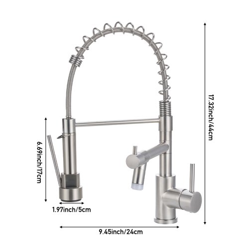 Dual Spout Swivel Kitchen Faucet with LED Light