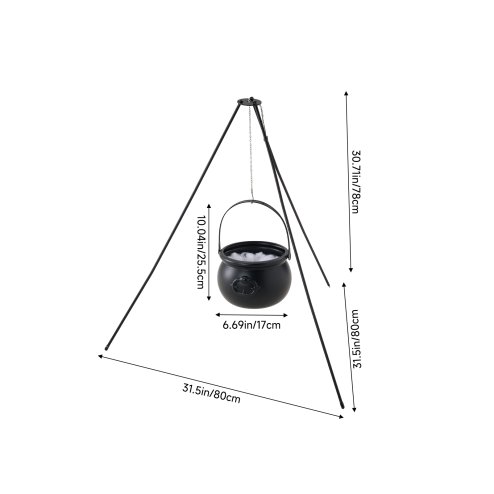 Living and Home Halloween Witch Cauldron on Tripod with Light Strip