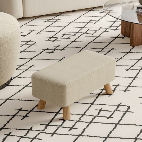 Rectangular Tofu-shaped Footrest with Solid Wooden Legs
