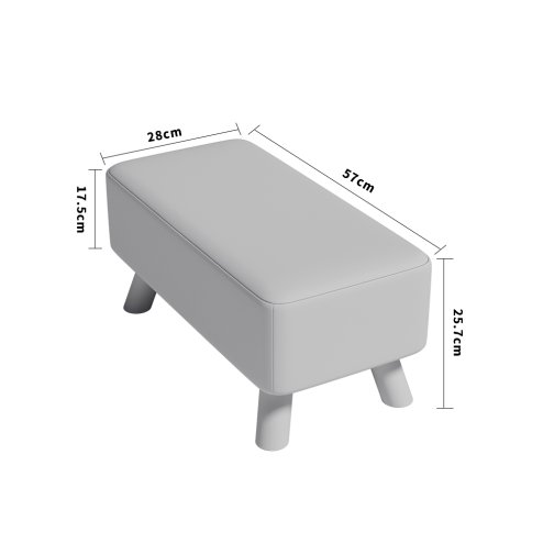 Rectangular Tofu-shaped Footrest with Solid Wooden Legs