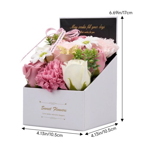Living and Home Rose Scent Soap Flower Gift Box Tabletop Decor