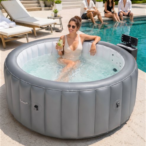 Living and Home Portable Inflatable Hot Tub with 130 Soothing Air Jets
