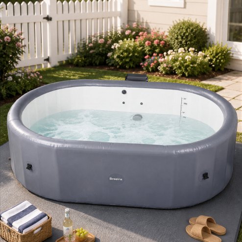 Living and Home Portable Inflatable Hot Tub with 180 Soothing Air Jets