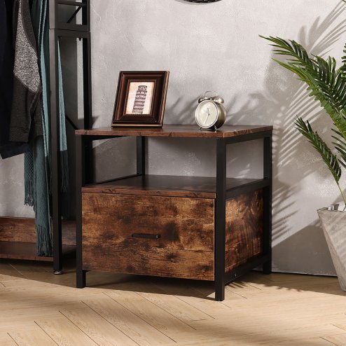 Industrial Bedroom 1 Drawer Bedside Table