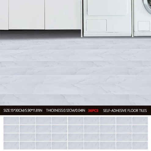 Living and Home 36Pcs Self-Adhesive Flooring Tile Set, 15x30cm, Beige Marble Effect