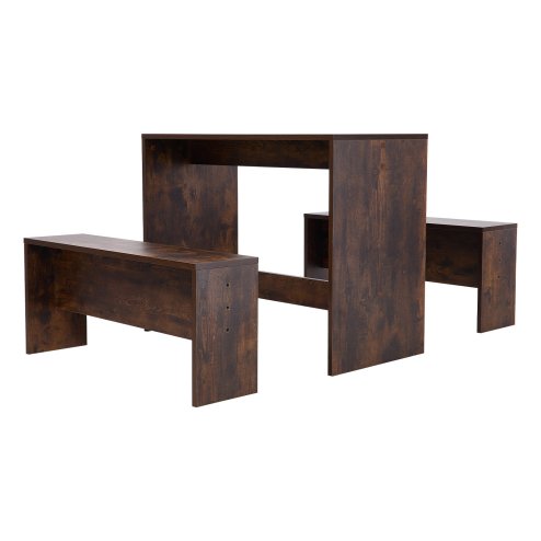 Living and Home 100x47cm Retro Dining Table Set with 2 Stools