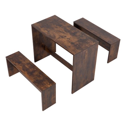 Living and Home 100x47cm Retro Dining Table Set with 2 Stools