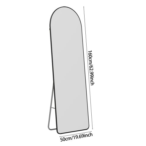 Modern Arched Metal Floor Mirror, 50cm W x 160cm H