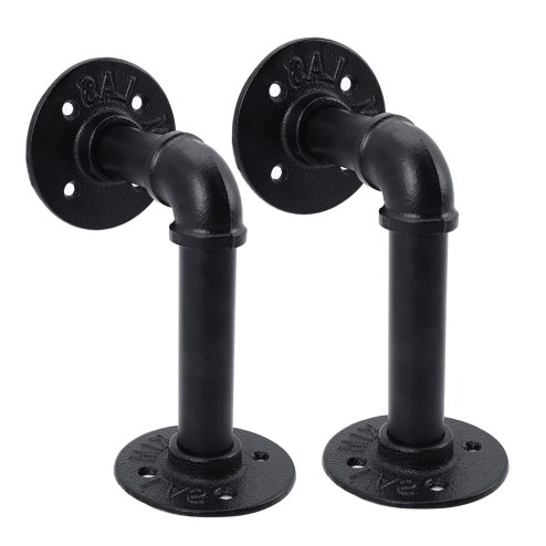 2-Pack Industrial Style Iron Pipe Shelf Brackets