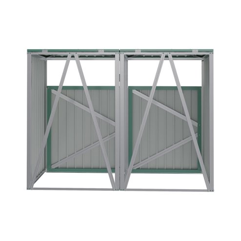 Metal Outdoor Bin Shed for 2 Trash Bins
