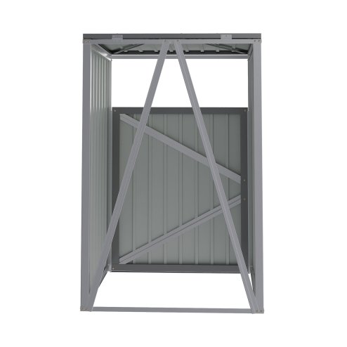 Metal Outdoor Garbage Bin Shed For 1 Trash Bin, Grey