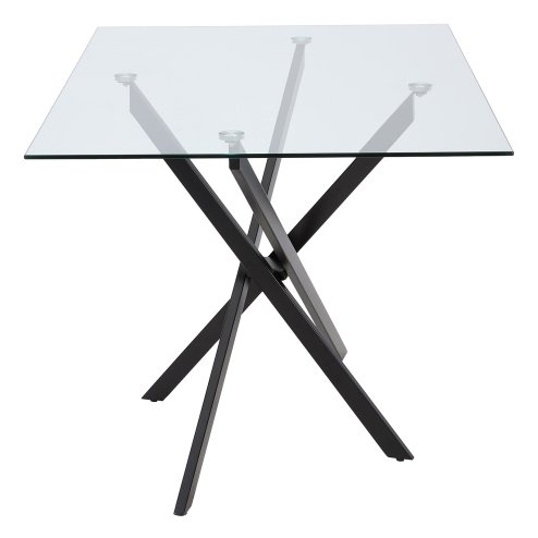 Living and Home 120x80cm Tempered Glass Dining Table with Iron Legs