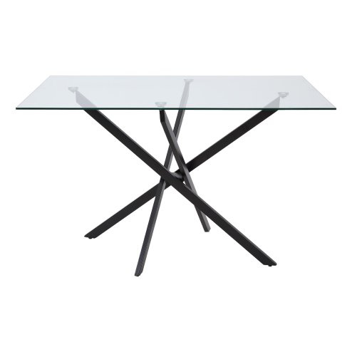 Living and Home 120x80cm Tempered Glass Dining Table with Iron Legs