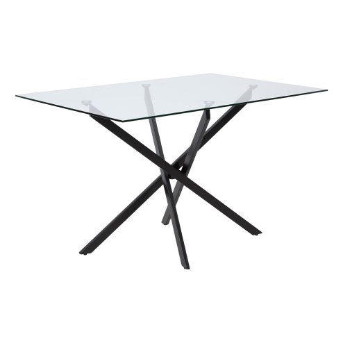 Living and Home 120x80cm Tempered Glass Dining Table with Iron Legs