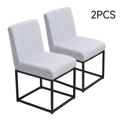 Living and Home Set of 2 Chenille Upholstered Dining Chairs in Light Grey
