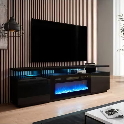 Recessed Electric Fireplace TV Stand with Remote Control