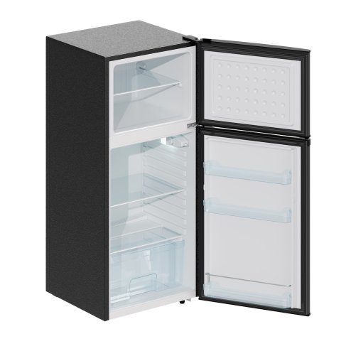 180L Freestanding Top Freezer Fridge, Black