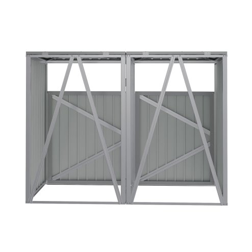 5x4 FT Metal Double Bin Storage Shed, Grey