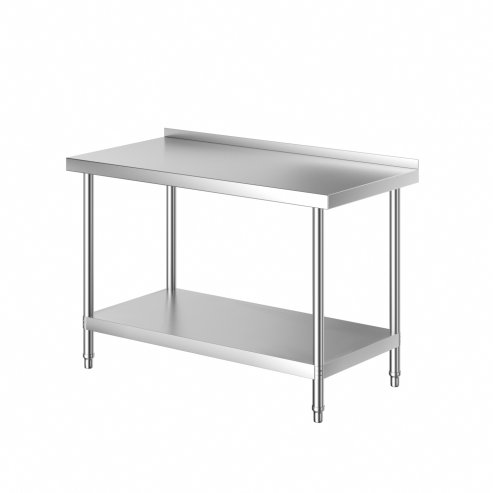 2 Tier Commercial Kitchen Prep & Work Stainless Steel Table with Backsplash