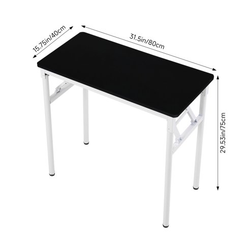 Living and Home Folding Office Desk Foldable Writing Table-Black, 80x40cm