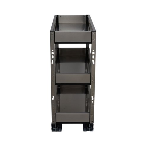 3-Tier Stainless Steel Pull-Out Cabinet Organizer, 25 cm W x 43 cm D x 45 cm H - Quiet Glide, Corrosion-Resistant Pantry Shelf