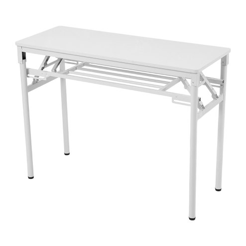 Living and Home 2-Tier Folding Office Desk Foldable Writing Table-White, 80x40cm