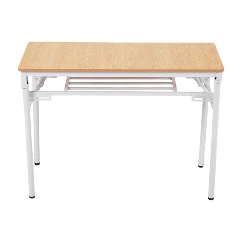 Living and Home 2-Tier Folding Office Desk Foldable Writing Table-Wood Color, 100x40cm