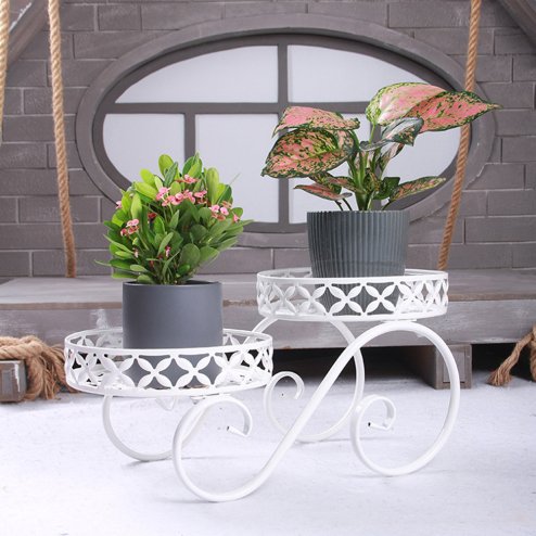 White Iron Potted Plant Stand, Flower Stand
