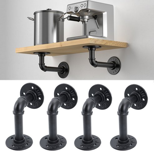 2-Pack Industrial Style Iron Pipe Shelf Brackets