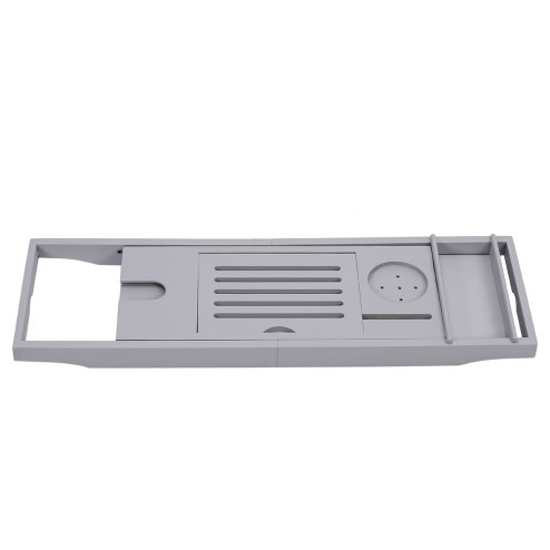 Rustic Expandable Bamboo Wooden Bathtub Caddy Tray