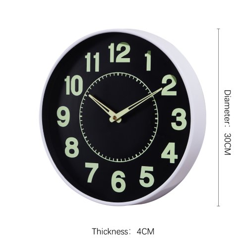 Living and Home 12-inch Battery-Powered Luminous Non-Ticking Wall Clock