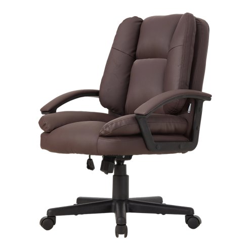 Living and Home Dark Brown Faux Leather High Back Office Chair, Height Adjustable Swivel Executive Chair with Rocking Function