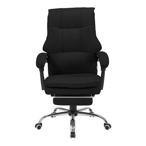 Living and Home Black PVC High‑Back Executive Office Chair, 350lbs Reclining Chair with Retractable Footrest & Linked Armrests