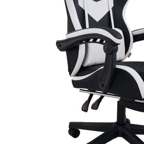 Living and Home PVC Leather Gaming Chair, Black+White, 135° Reclining Racing Game Chair with Massage Lumbar Support, Footrest & Headrest