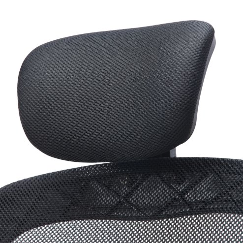 Living and Home Black Mesh Office Chair, Ergonomic Swivel Desk Chair with Adjustable Flip‑Up Headrest, Fixed Armrests and 15° Tilt Recline