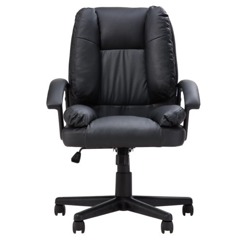 Living and Home Black PVC Leather Reclining Office Chair, Height Adjustable Swivel Desk Chair with 105° Rocking Function