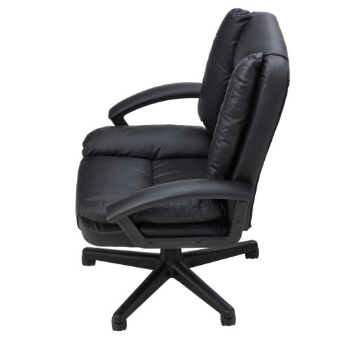 Living and Home Black PVC Leather Reclining Office Chair, Height Adjustable Swivel Desk Chair with 105° Rocking Function