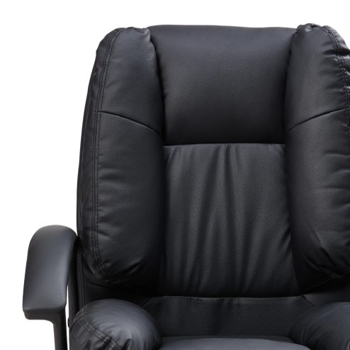 Living and Home Black PVC Leather Reclining Office Chair, Height Adjustable Swivel Desk Chair with 105° Rocking Function