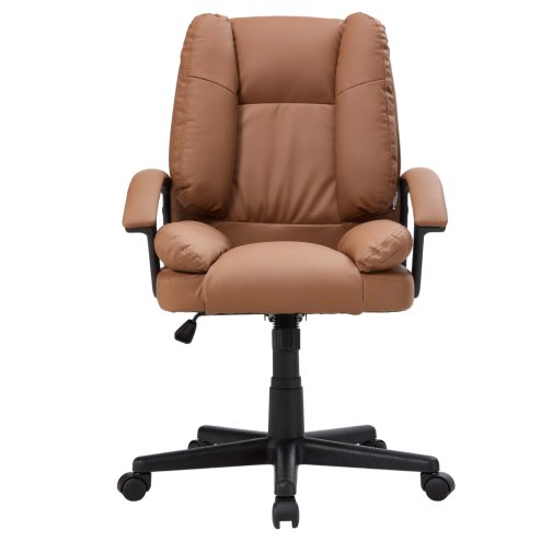 Living and Home Brown PVC Leather Reclining Office Chair, Height Adjustable Swivel Desk Chair with 105° Rocking Function