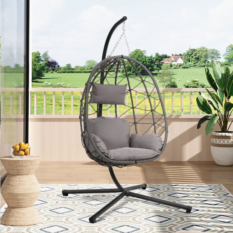 Swing Egg Chair with Stand and Cushion