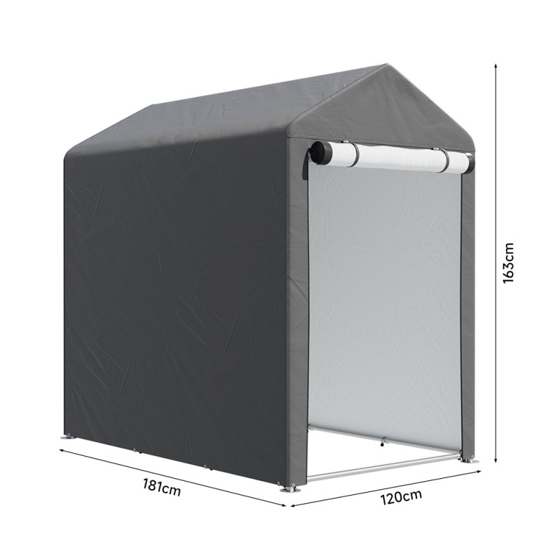 Dark Grey Galvanized Tube Storage Shed