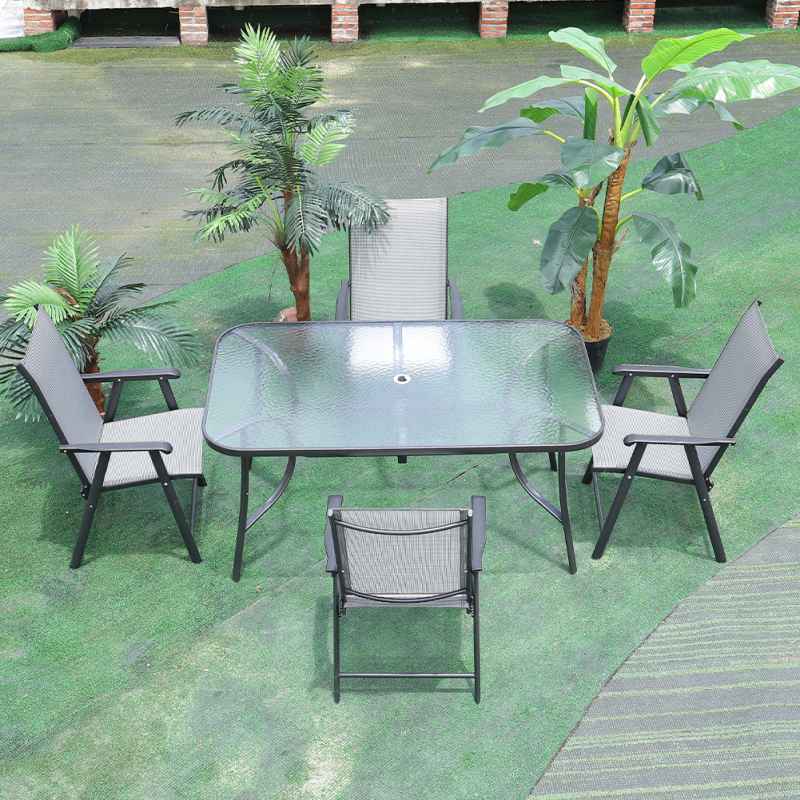 Tempered Glass Outdoor Coffee Table with Parasol Hole Multi Size