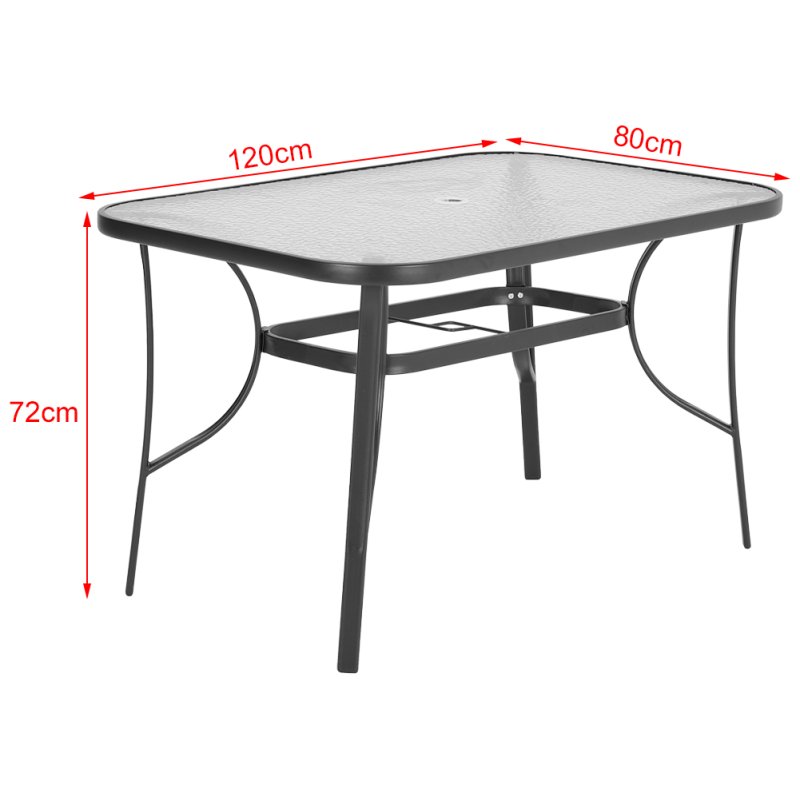 Tempered Glass Outdoor Coffee Table with Parasol Hole Multi Size