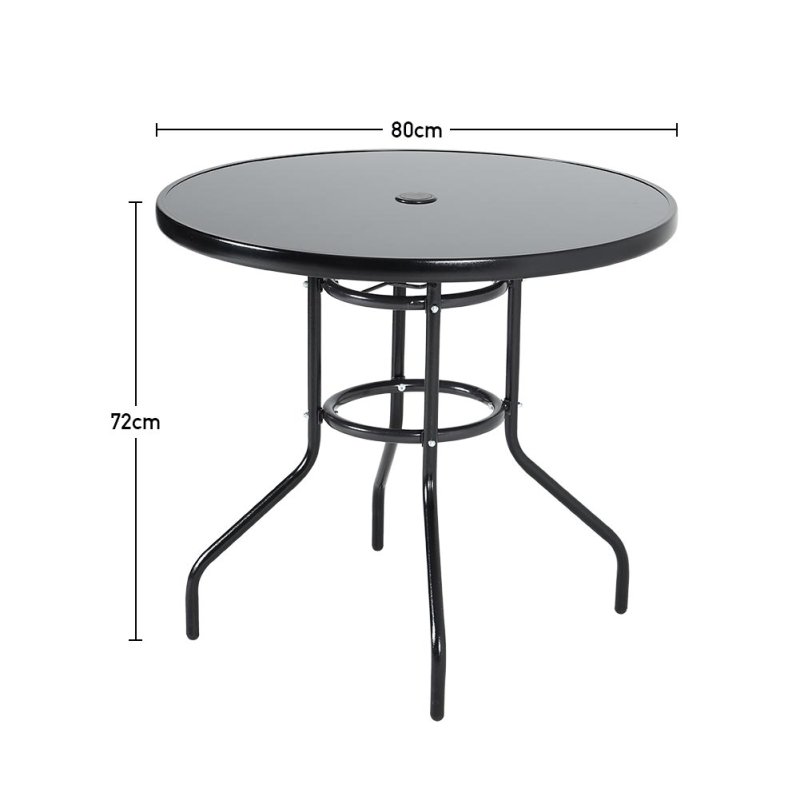 3-Piece Outdoor Tempered Glass Garden Table with Two Foldable Chairs