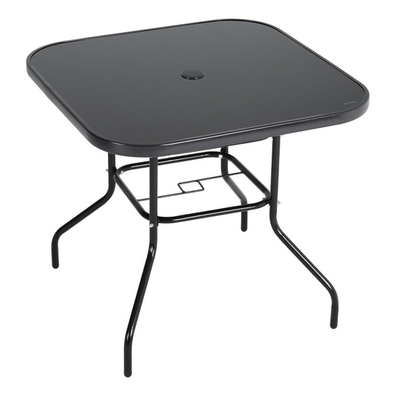 5-Piece Outdoor Tempered Glass Garden Table with Four Rattan Chairs
